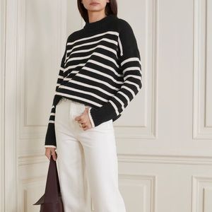 La Ligne Marine Sweater Wool/Cashmere blend, black & white stripe, Small